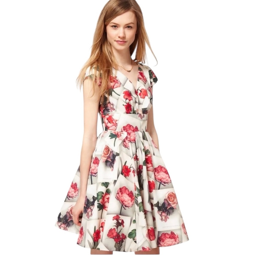 Ted Baker Floral Print Dress - White and Red